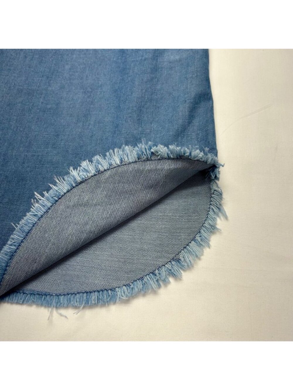 Who What Wear Womens Denim Frayed Hem Dress With Back Zip Closure Short Sleeves - Picture 6 of 15